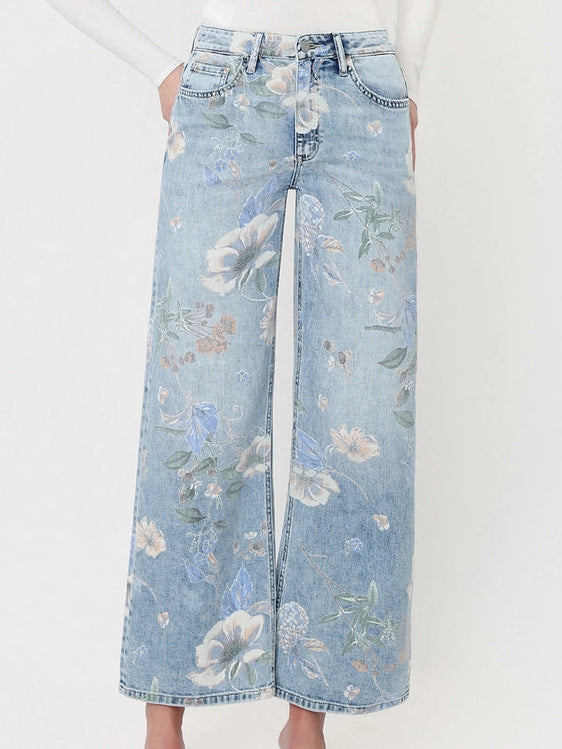 HIGH RISE FLORAL JEANS