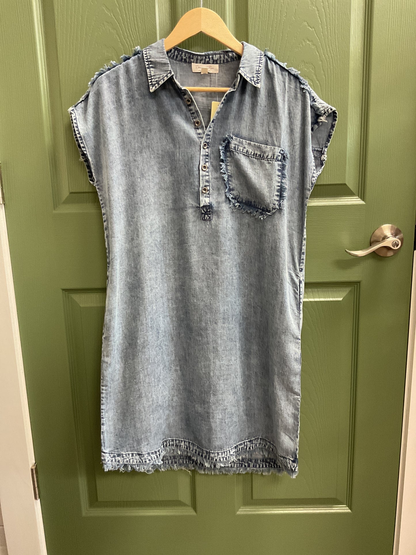 Denim Henley Mini Dress