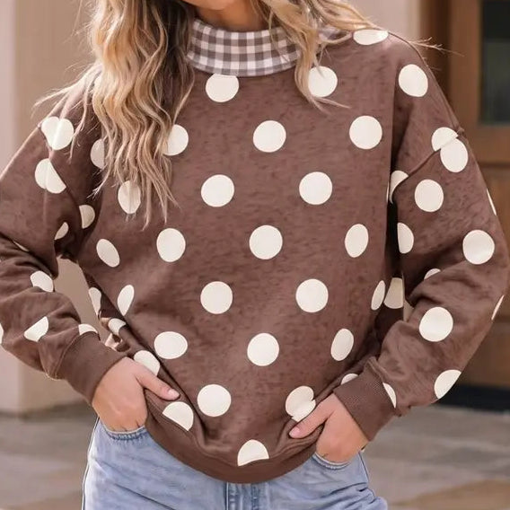 BROWN POLKA DOT SWEATSHIRT