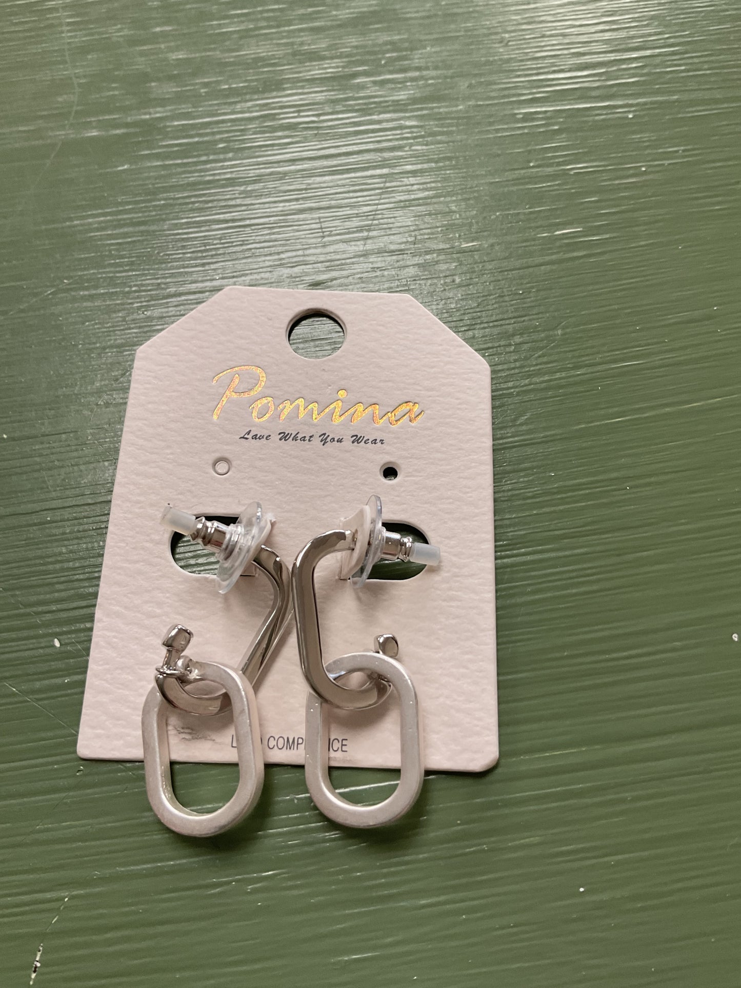 SILVER DOUBLE OVAL HANGING EARRINGS