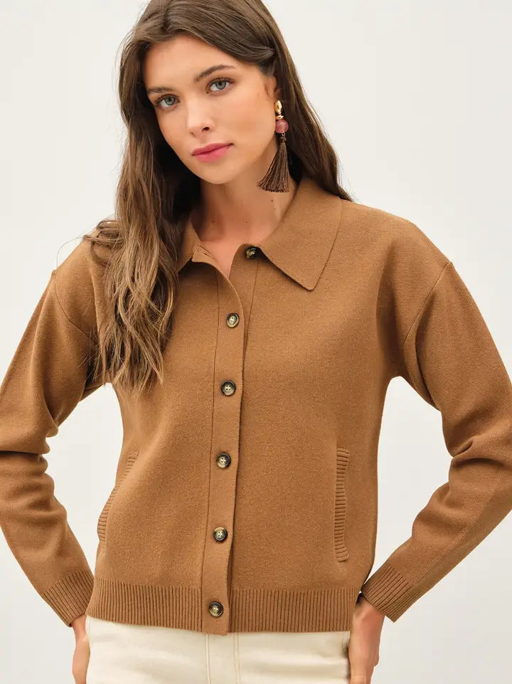 BROWN ARCHIVE POLO KINT CARDIGAN