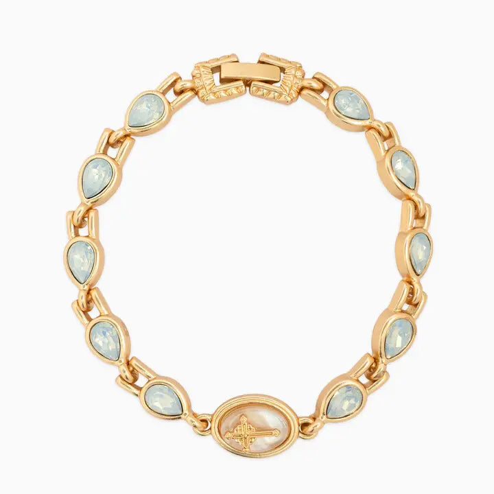GOLD CROSS TEARDROP CHARM BRACELET