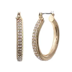 GOLD HOOPS W GEMS