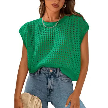 GREEN KNITTED COVER-UP