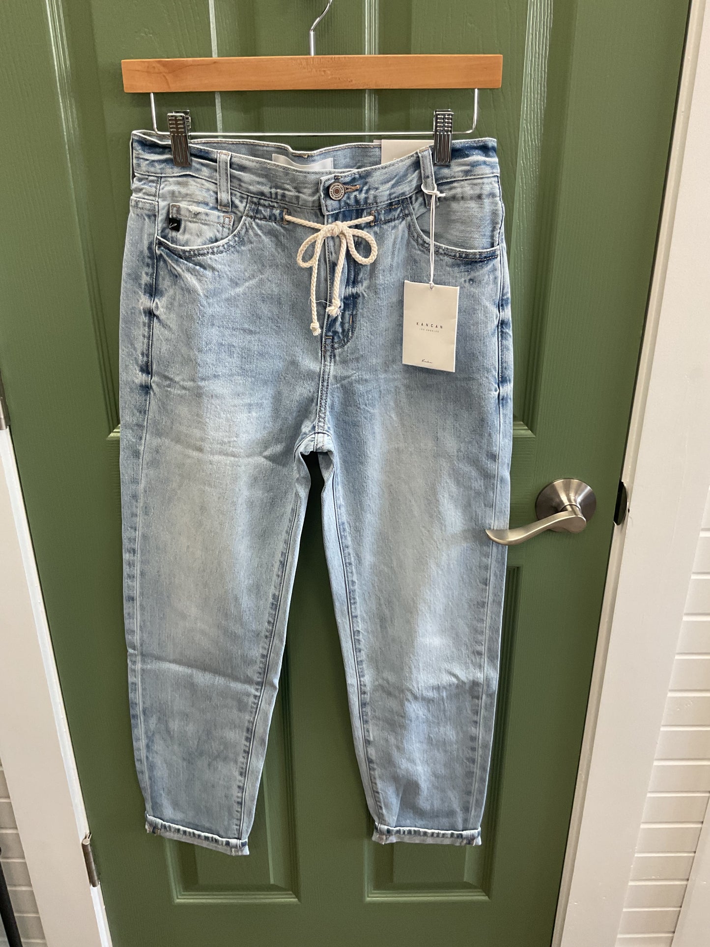 KANCAN HIGH-RISE BAGGY CUFFED DRAWSTRING WAIST JEANS