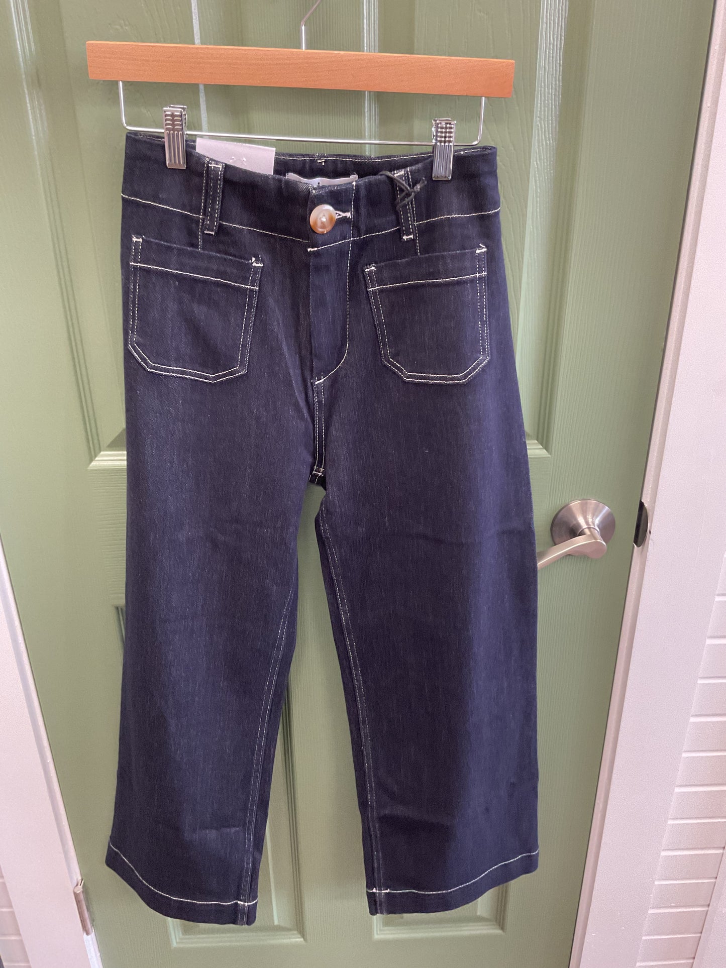 MICA SUPER-HIGH WIDE LEG CROPPED DENIM JEANS WITH POCKETS IN FRONT