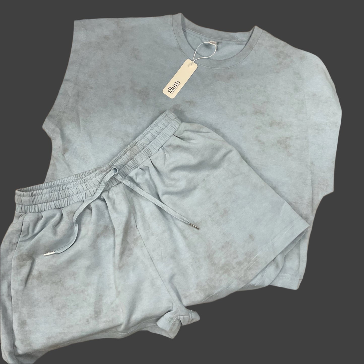 Blue pajama shorts set