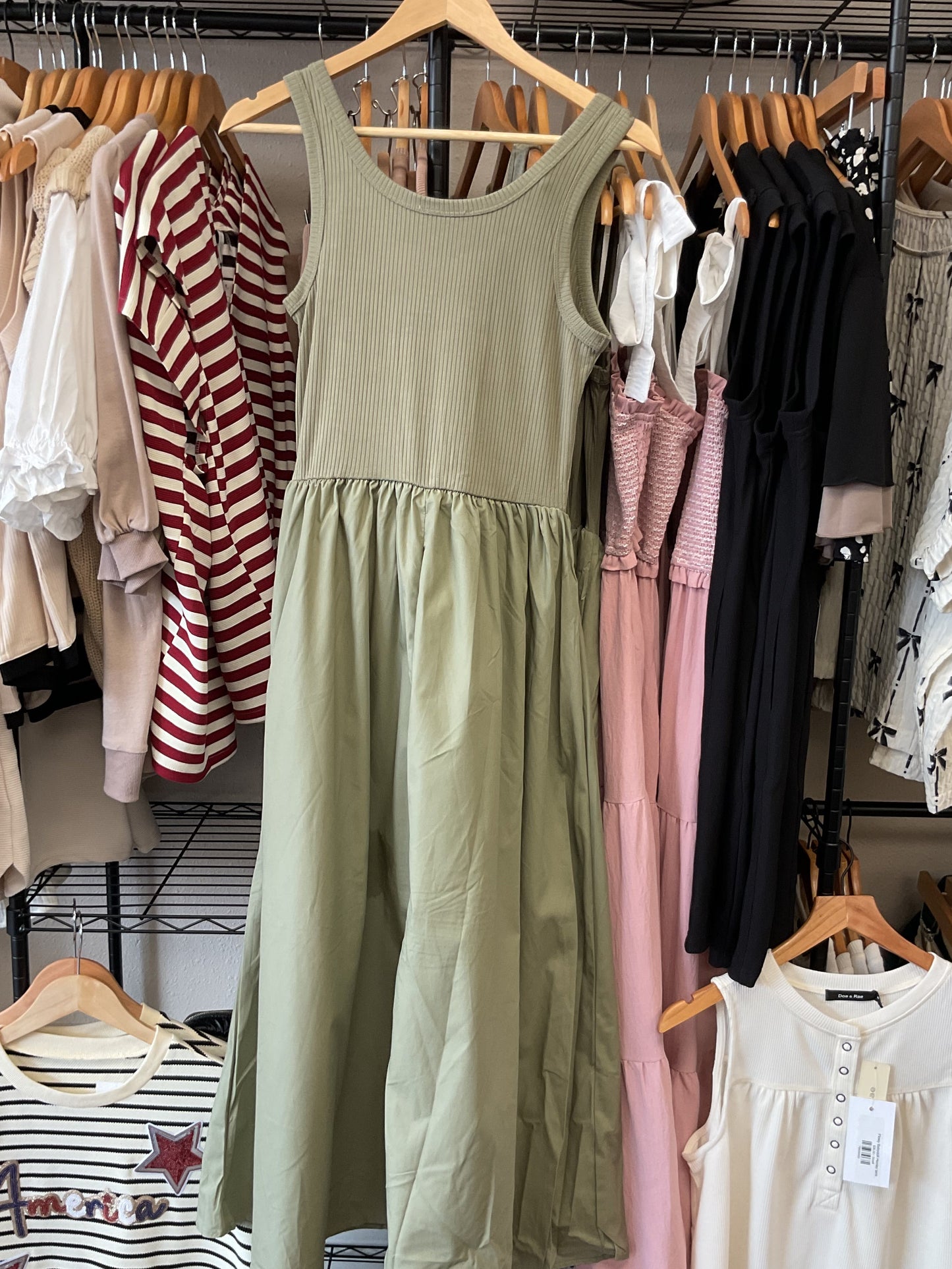 Sage summer tank dress