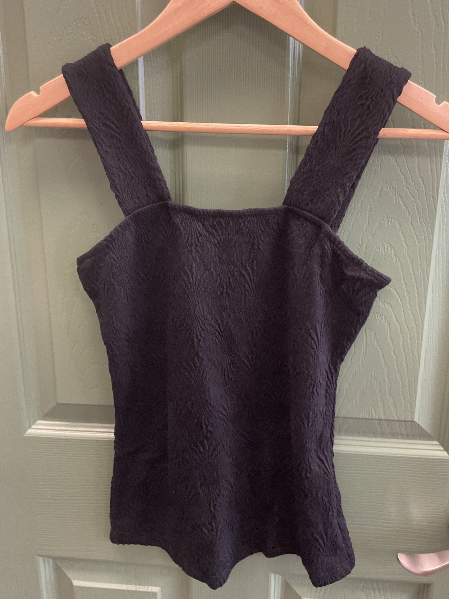 Floral jacquard square neck tank top