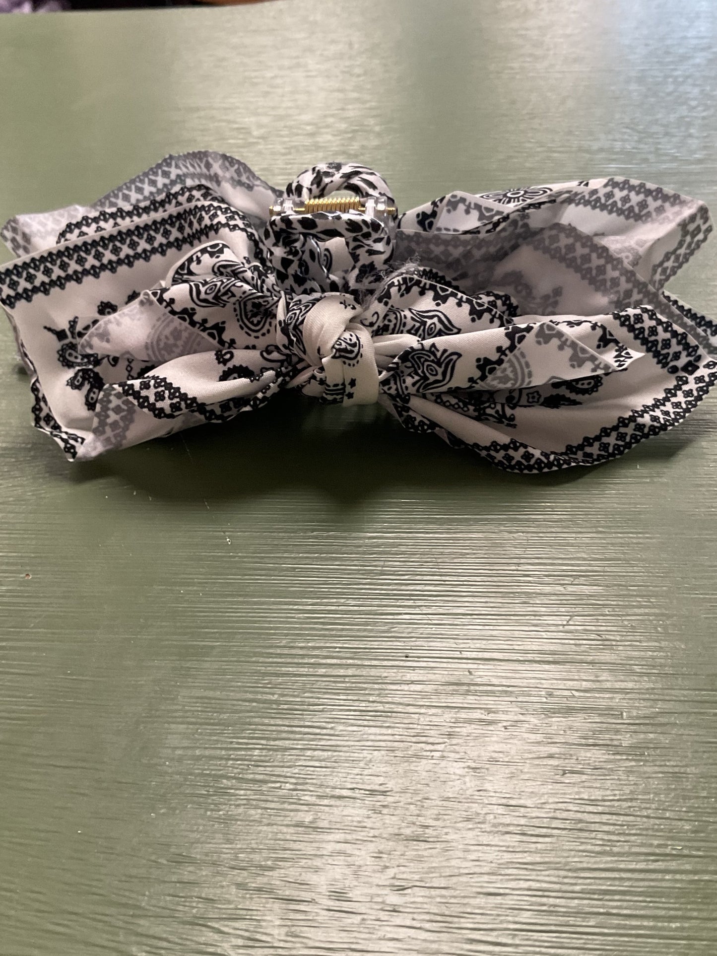 Paisley fabric bow hair clip