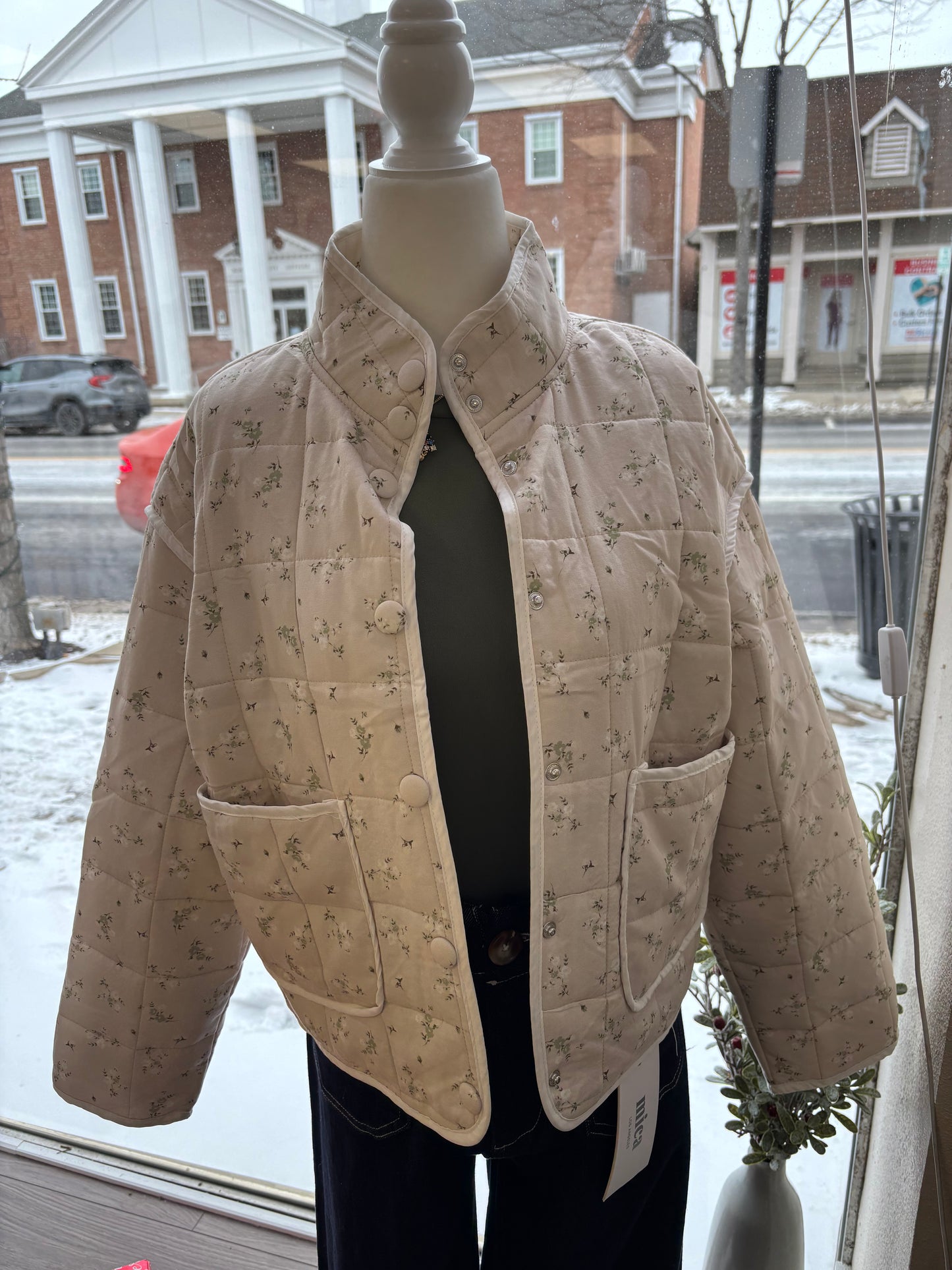 QUILTED FLORAL PUFFER JACKET BLU PEPPER