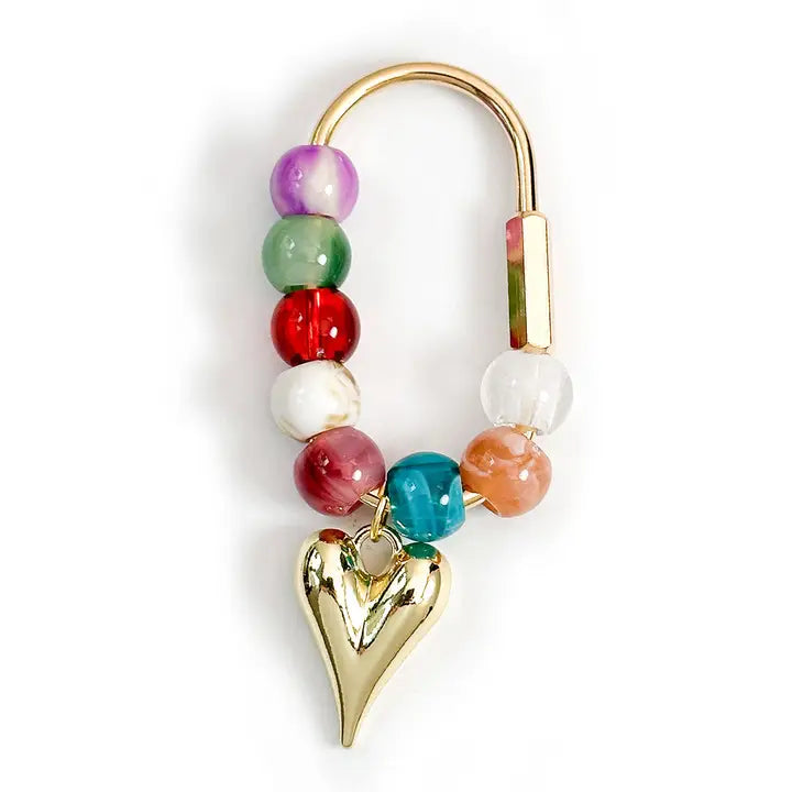 BEADED HEART CHARM KEYCHAIN