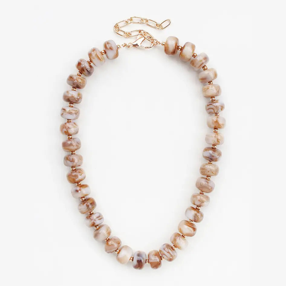 TAN AND BROWN BEAD NECKLACE