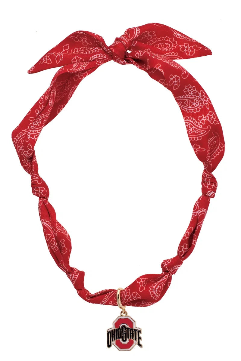 OHIO STATE BANDANA SCARF NECKLACE