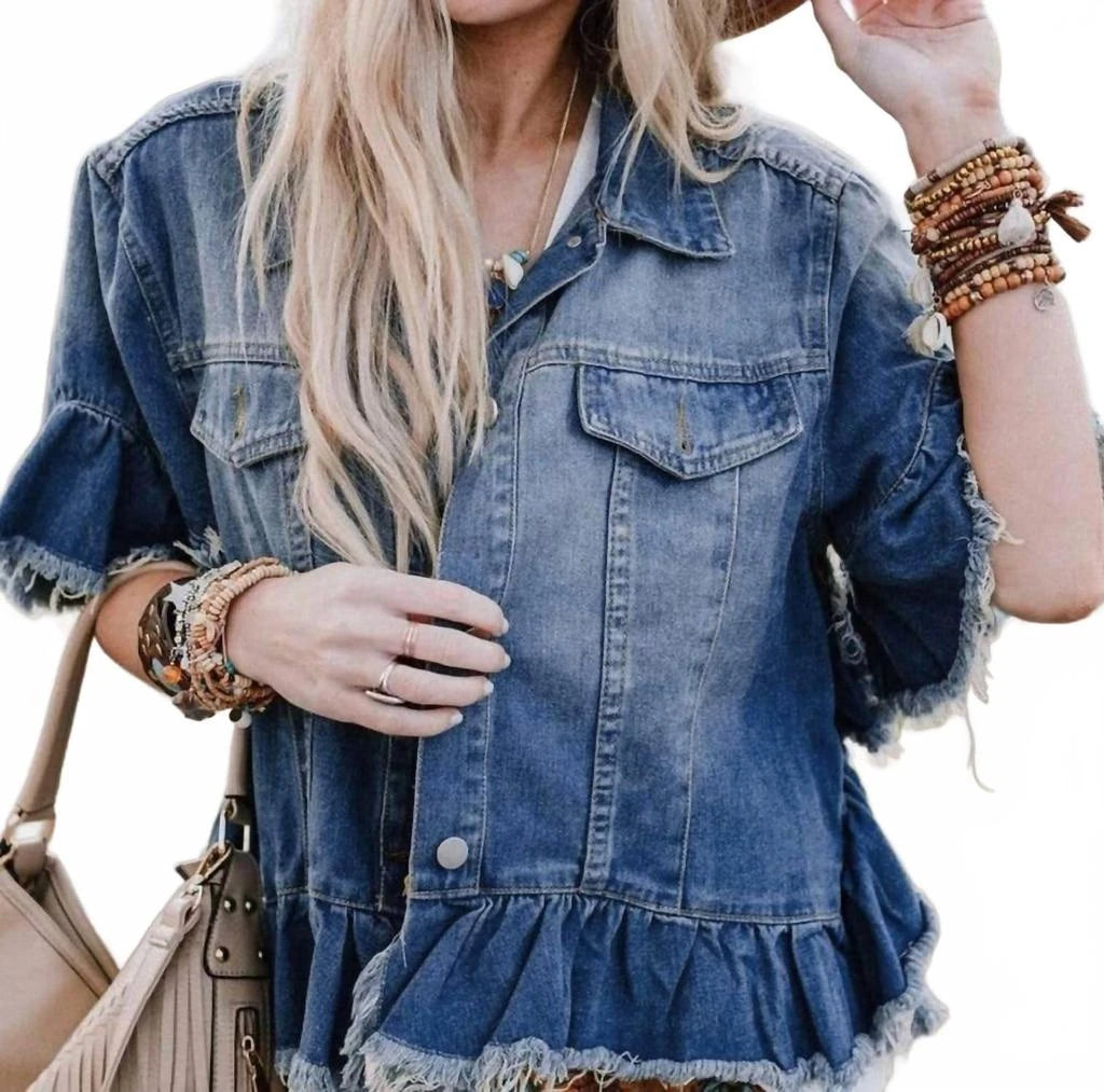 WESTERN RUFFLE JEAN BUTTON-UP