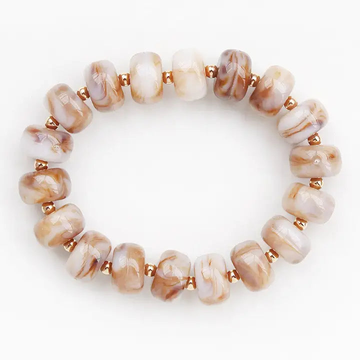 BROWN CRYSTAL GOLD BRACELET W CROSS