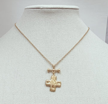 SQUARE GOLD CROSS NECKLACE