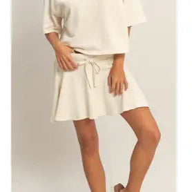 ACID WASHED MID WAIST SKORT CREAM
