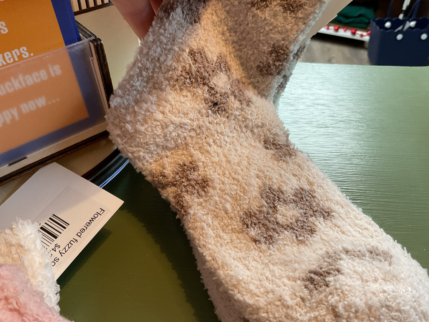 Flowered fuzzy socks all colors