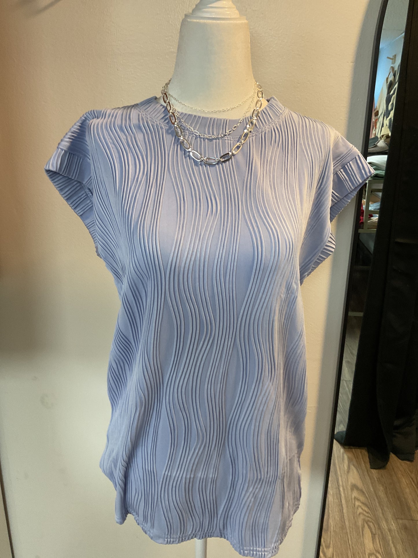 Short sleeved ribbed shirt lt blue