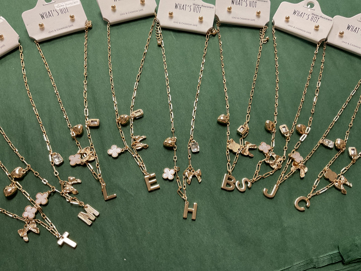 Initial charm gold necklace