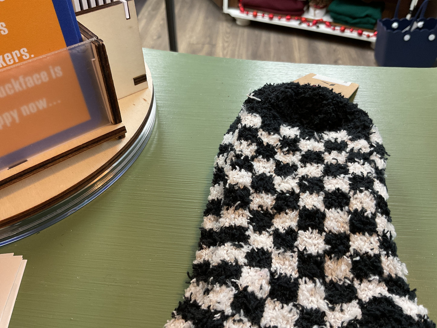 Checkered fuzzy socks all colors