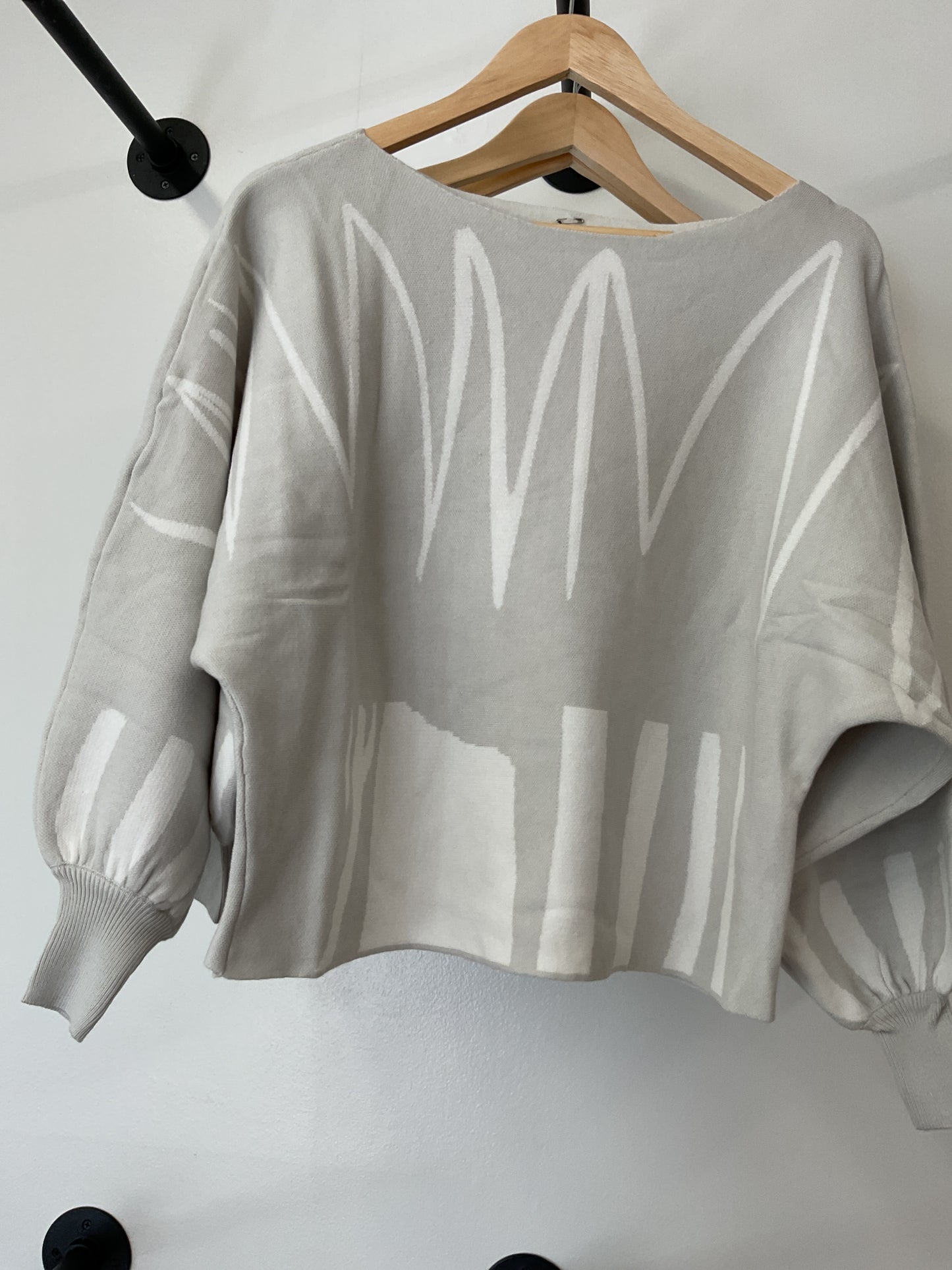 Gray white geometric sweater