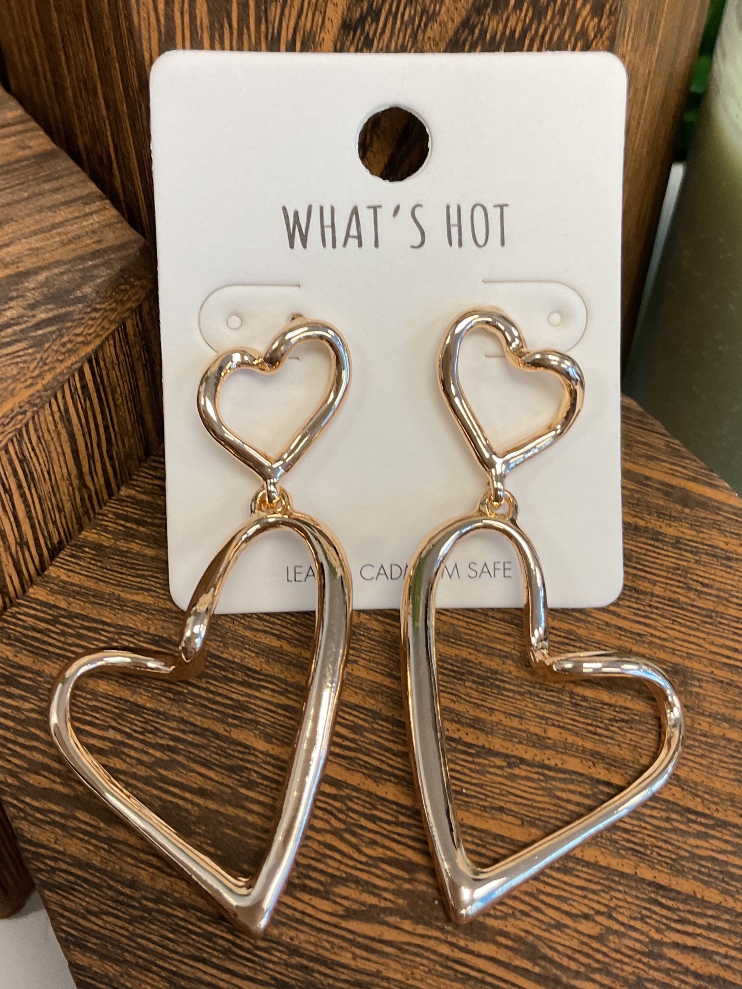 Gold double heart earrings