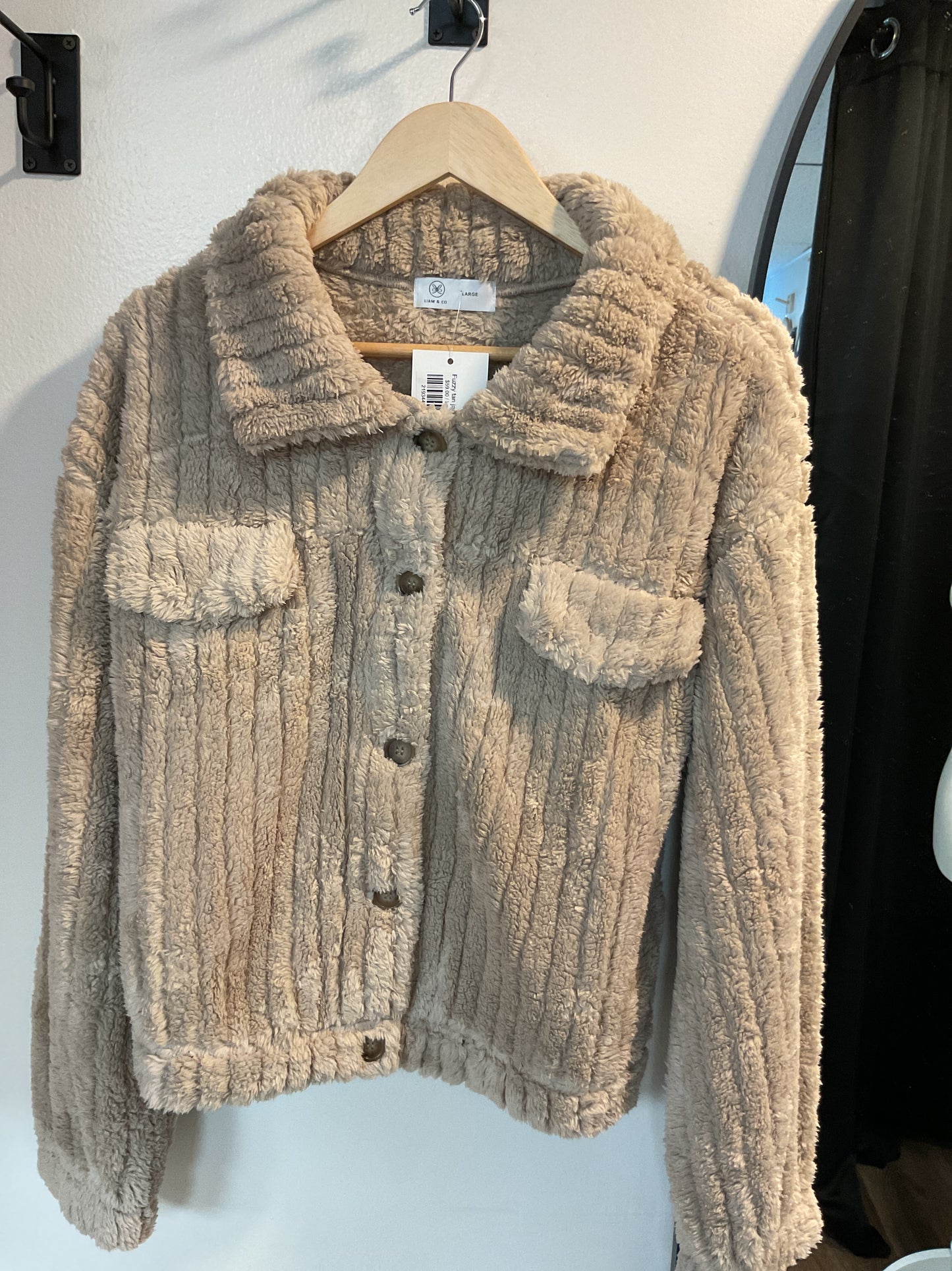 Fuzzy tan jacket