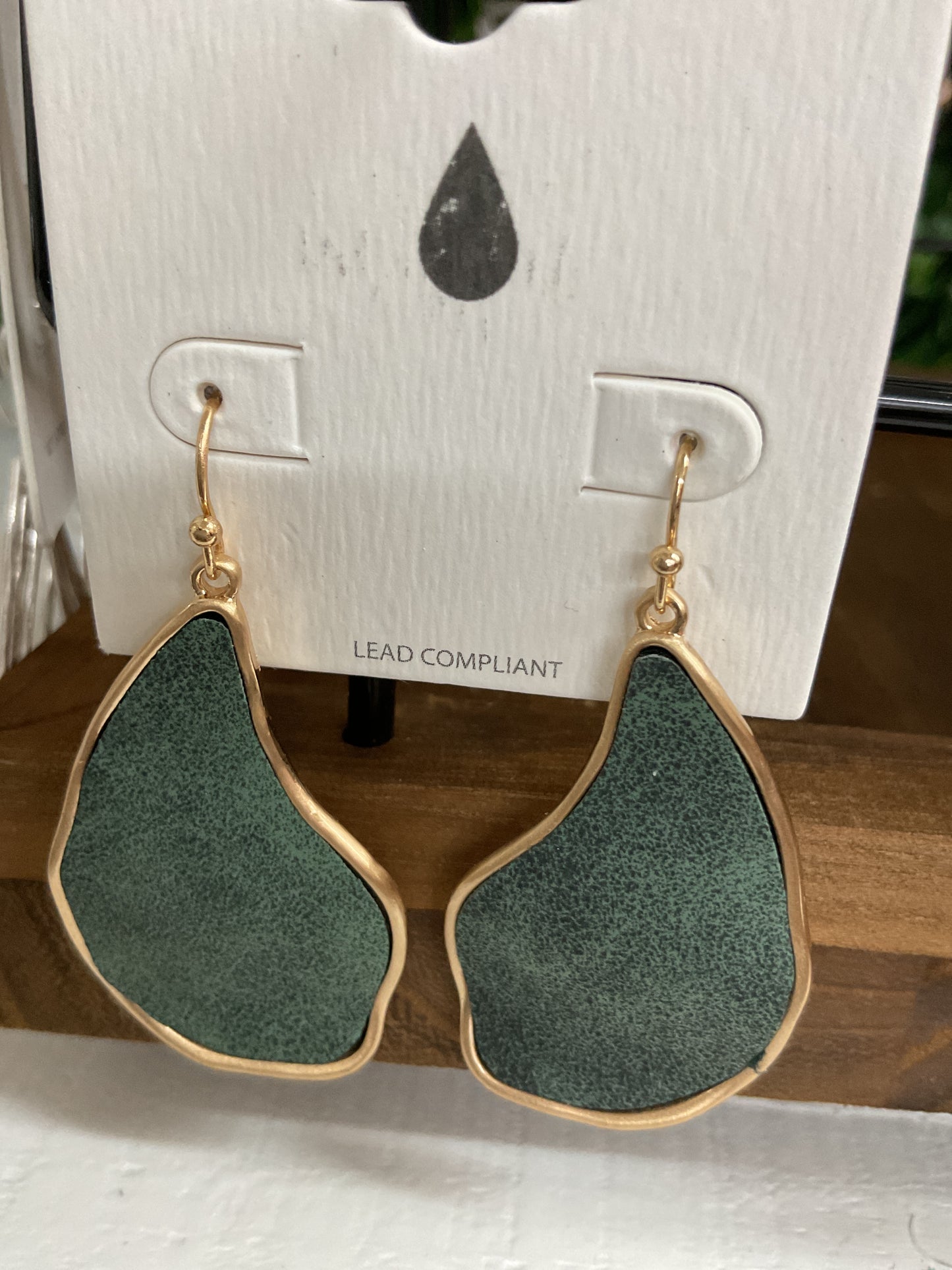 Dark green suede danglers