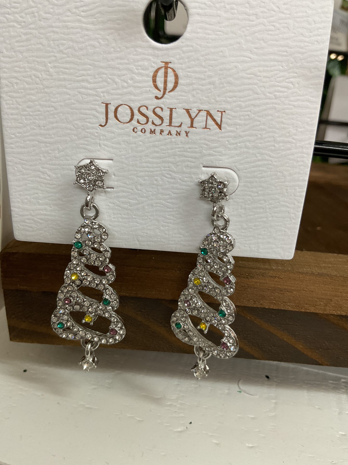 Xmas tree gem earrings