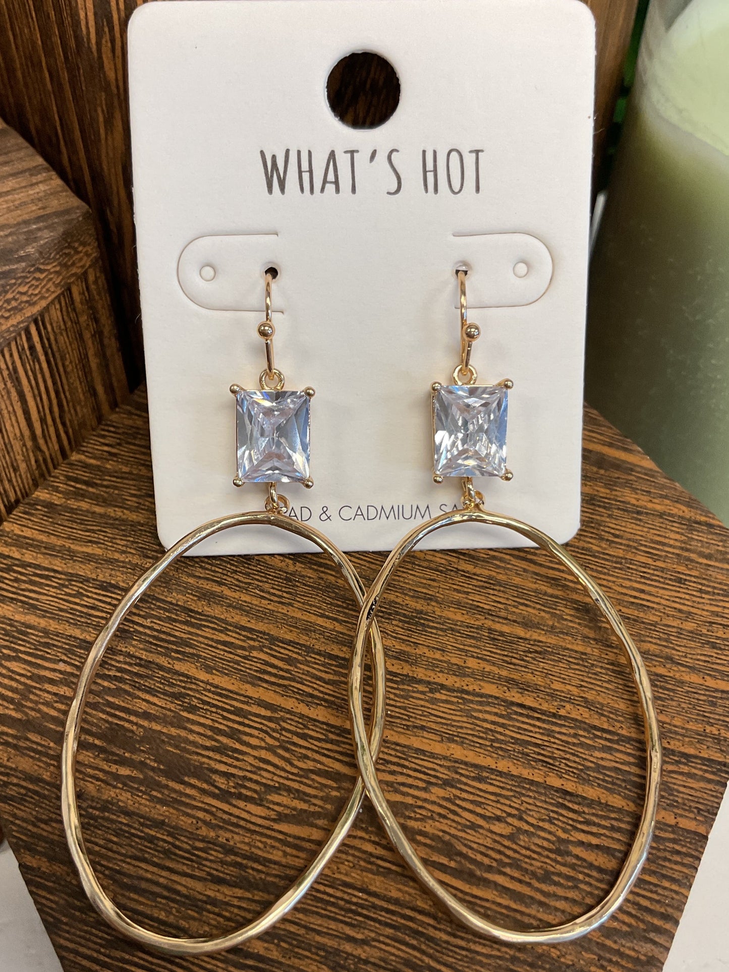 Gold with gems dangling earrings