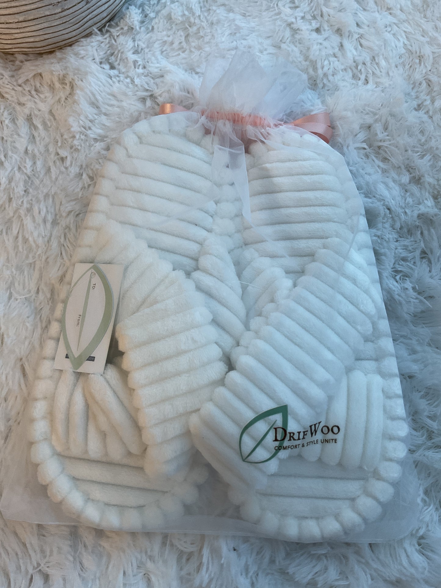 White plush slippers
