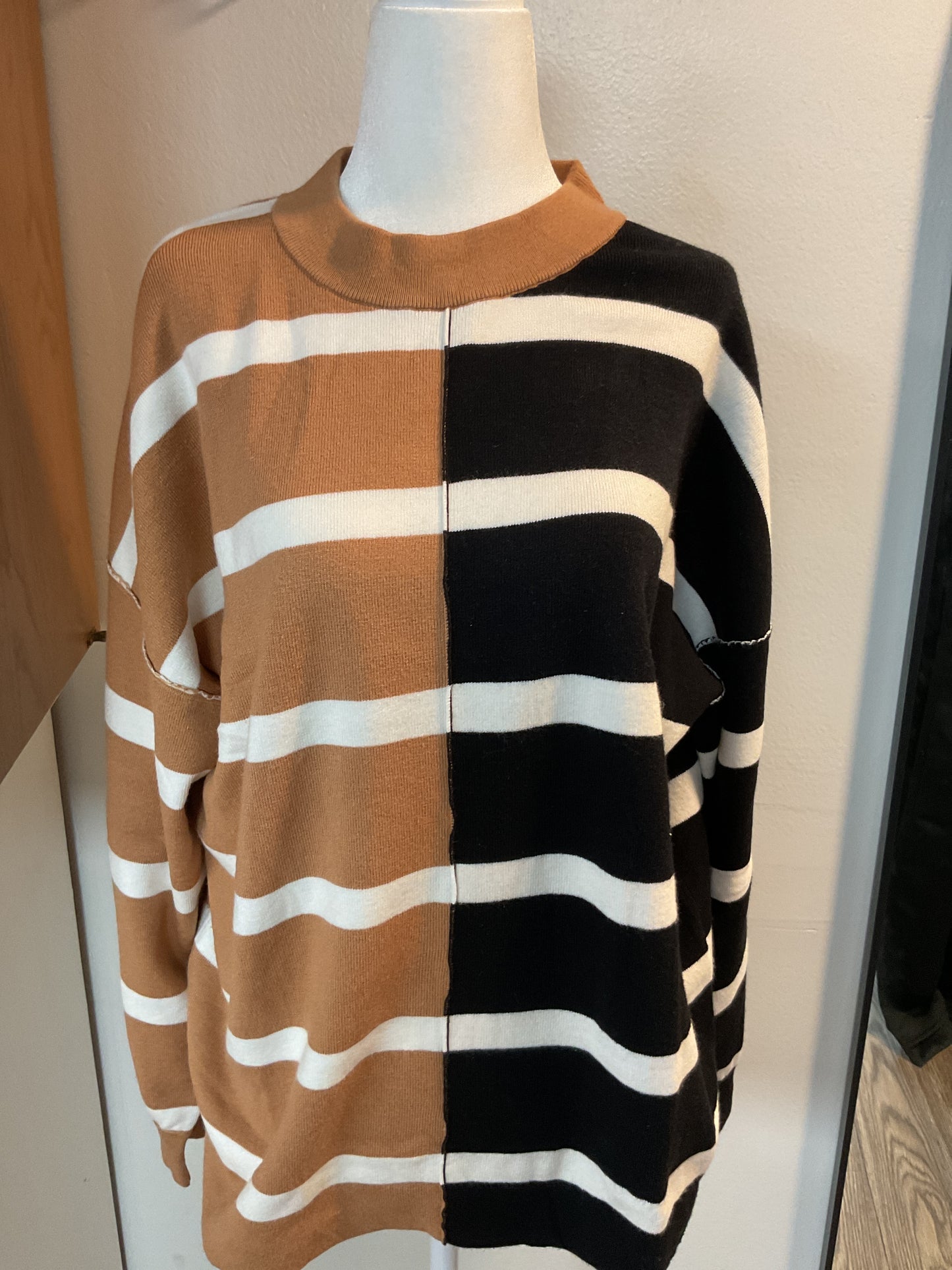 Two tone striped sweater