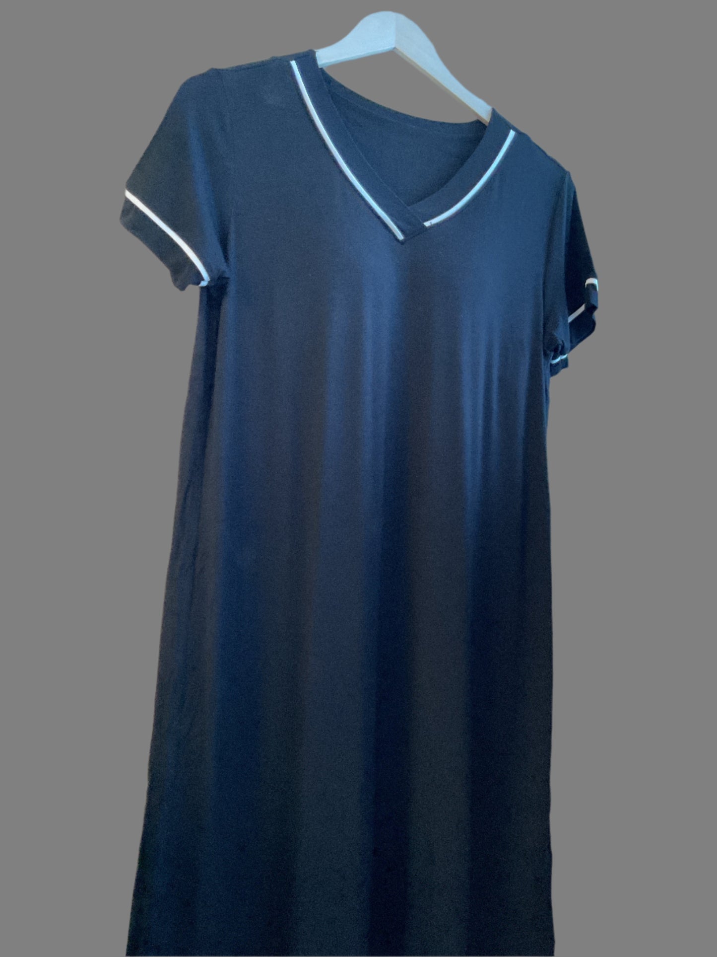 Black short sleeve night shirt with built-in bra