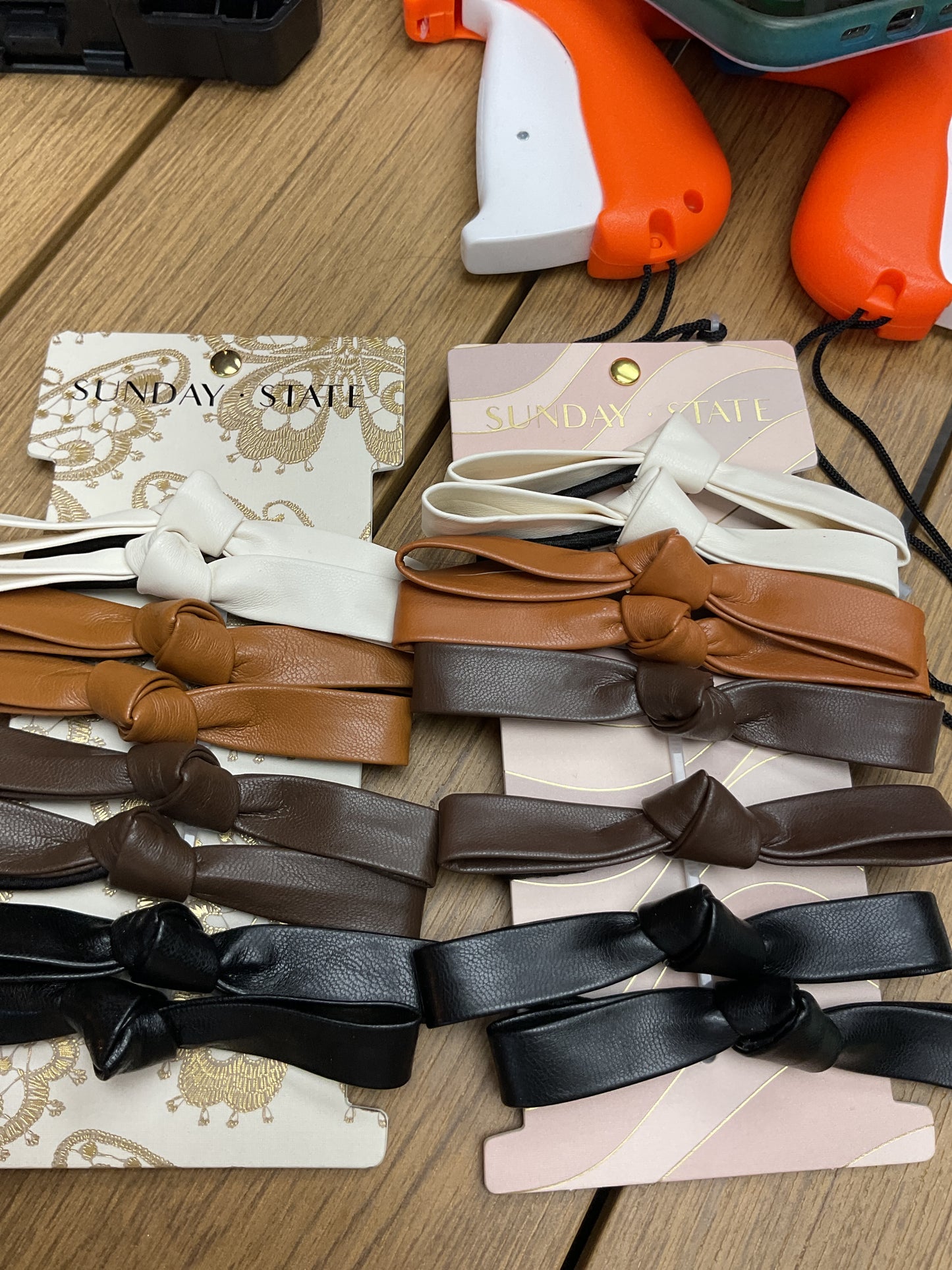 Leather knot hair bows 8 pack