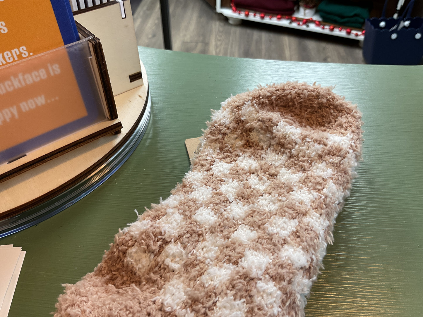 Checkered fuzzy socks all colors