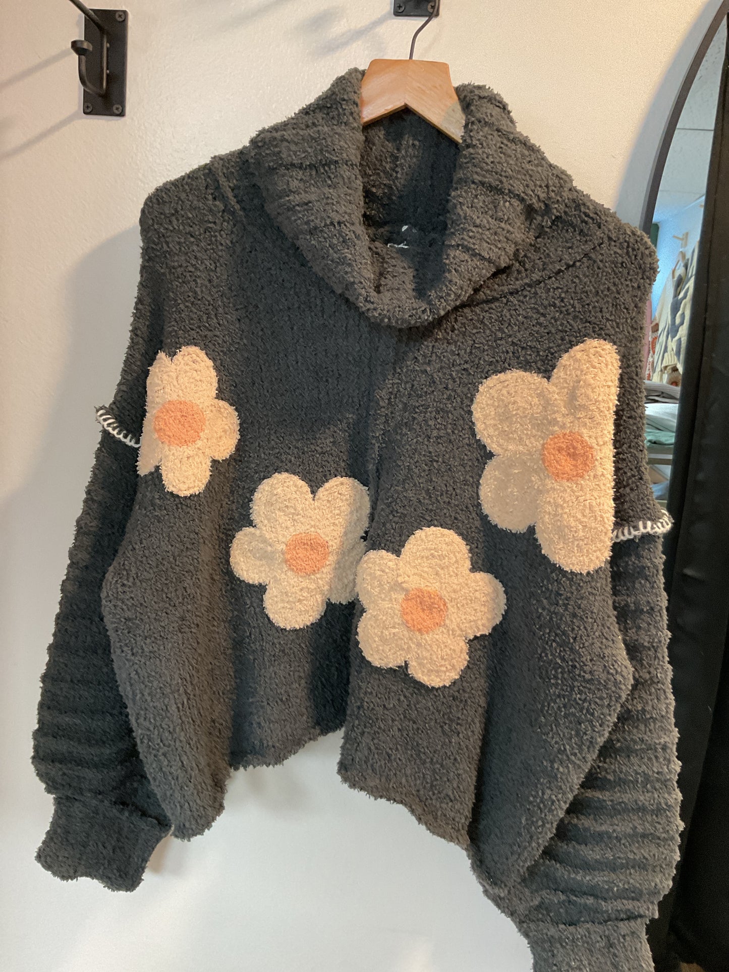Charcoal flower crop sweater