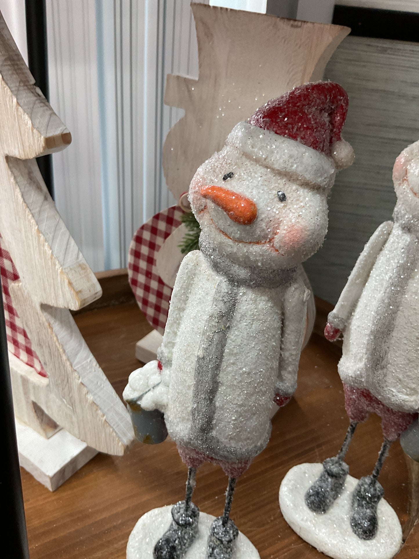 Snowman Santa hat glitter