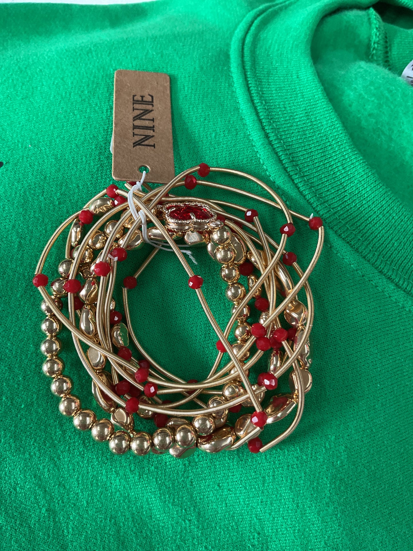 Red and gold cluster bracelet
