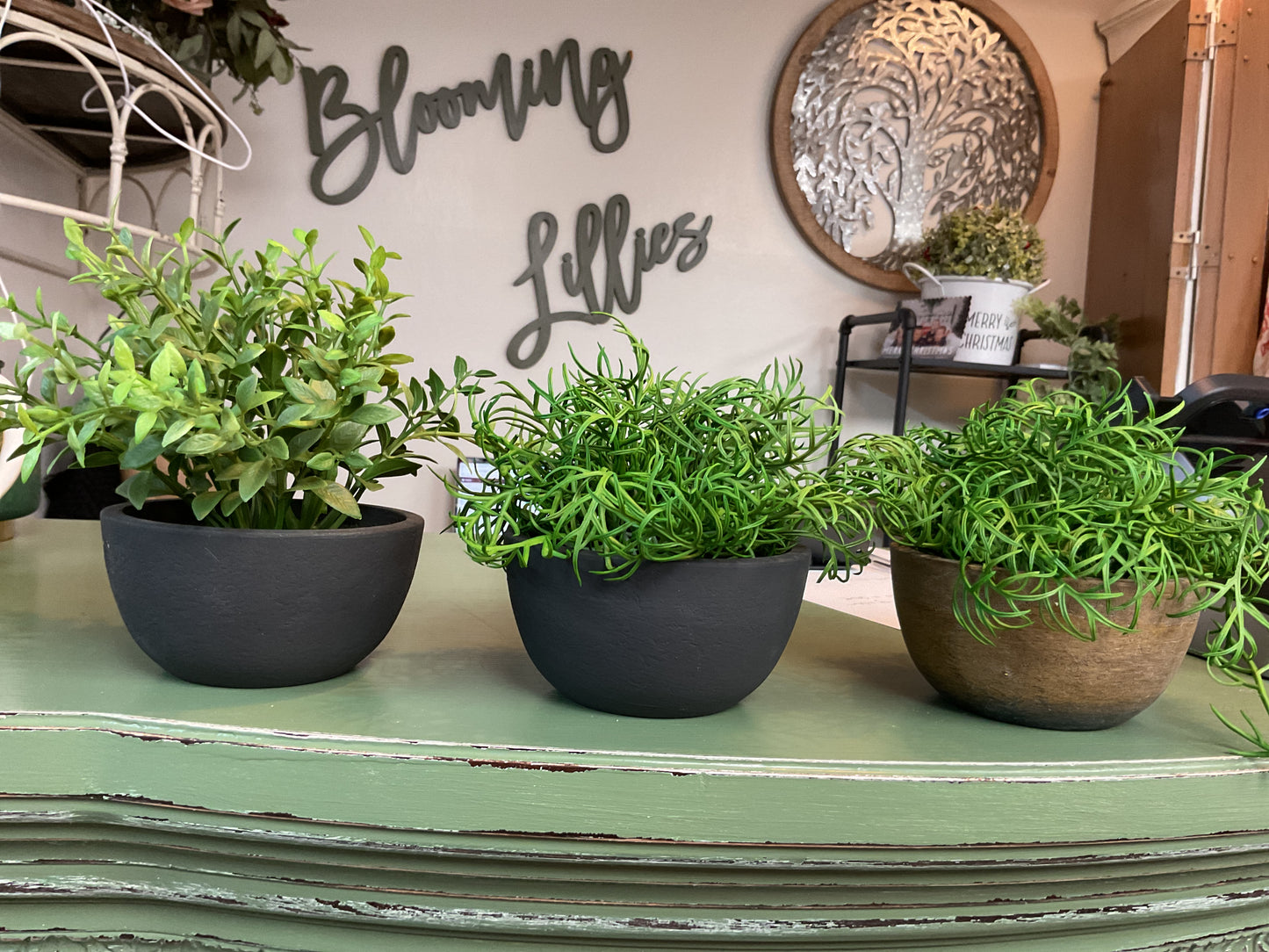 Green plastic plants