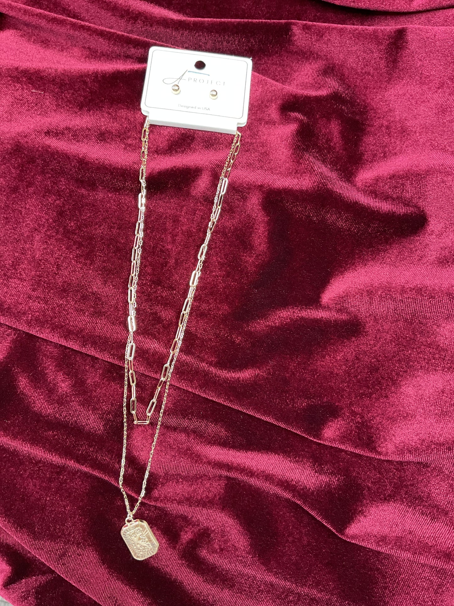 Double gold initial K w studs