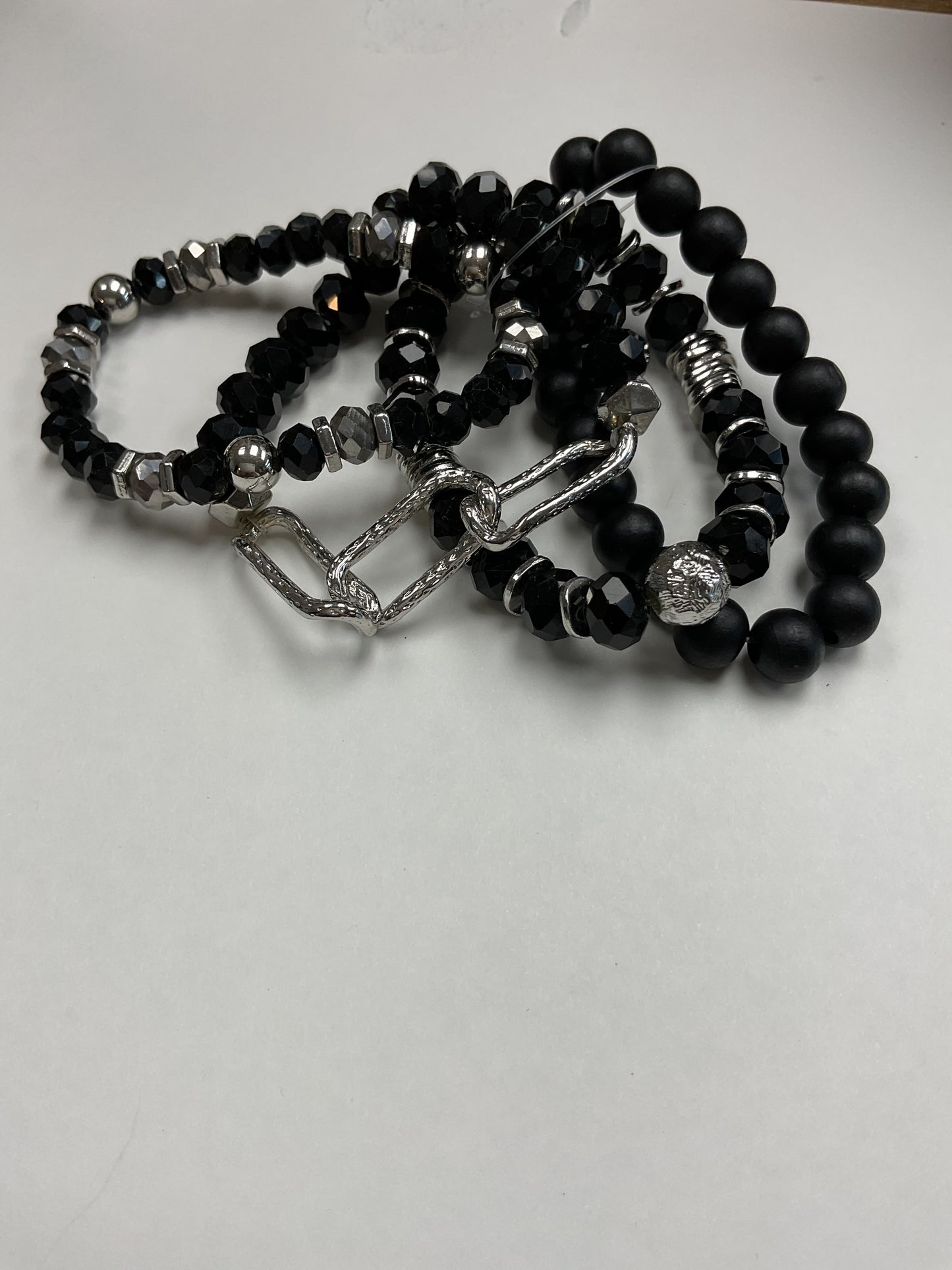 Black and silver beaded bracelet