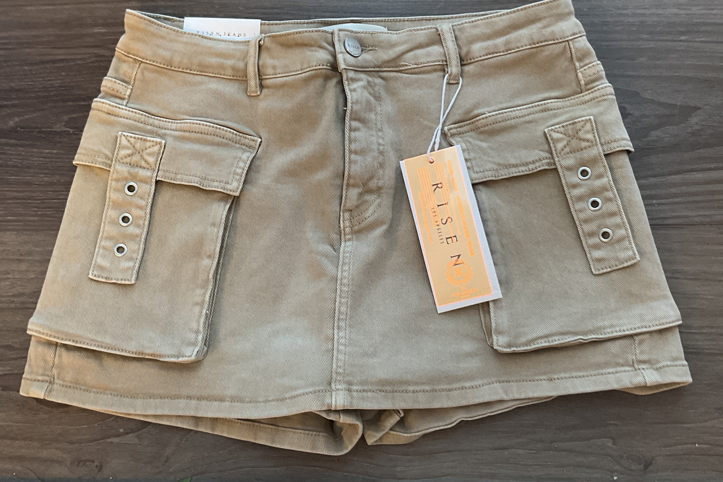Khaki utility skort by Risen