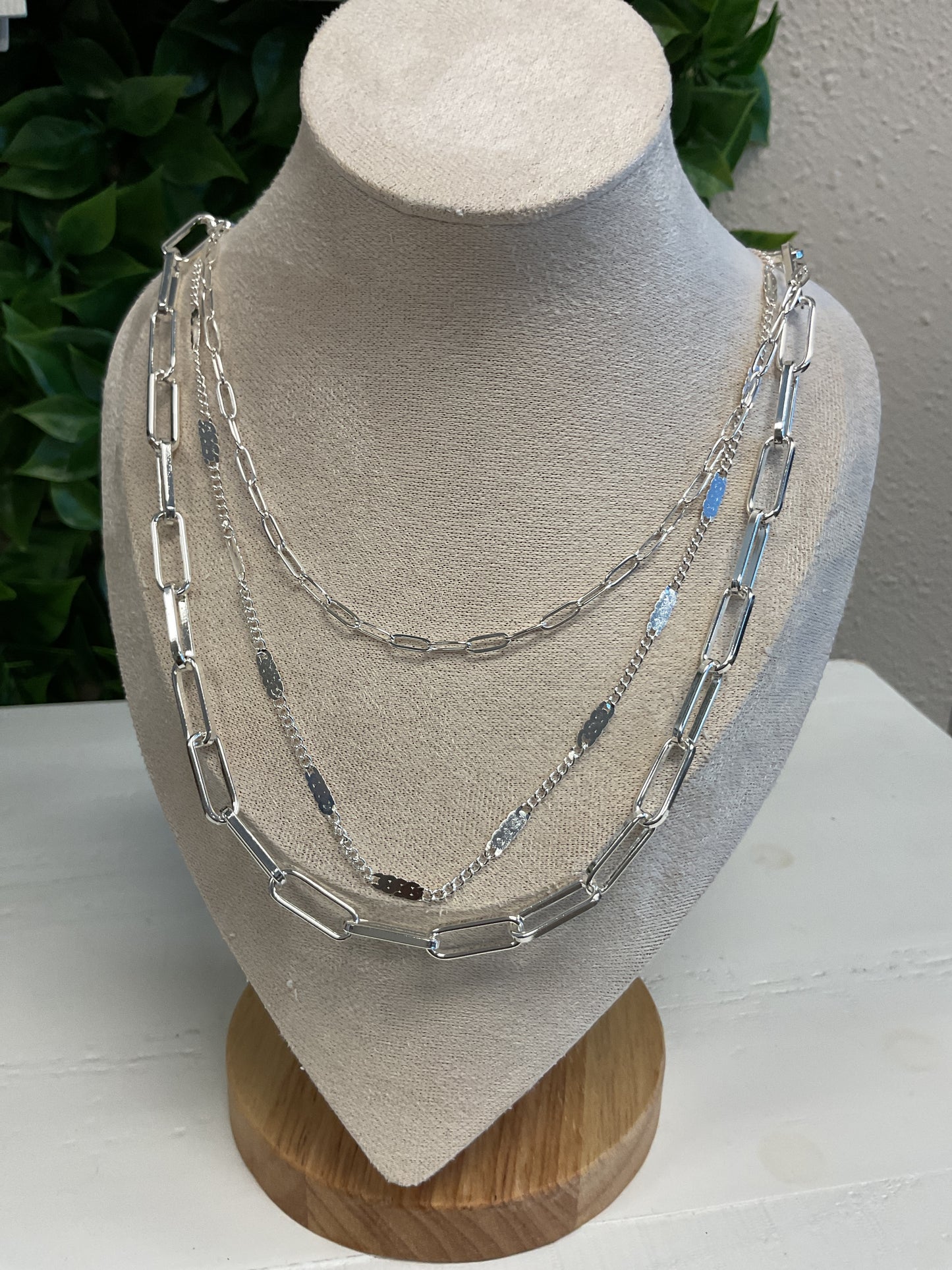 Silver 3 necklaces in one