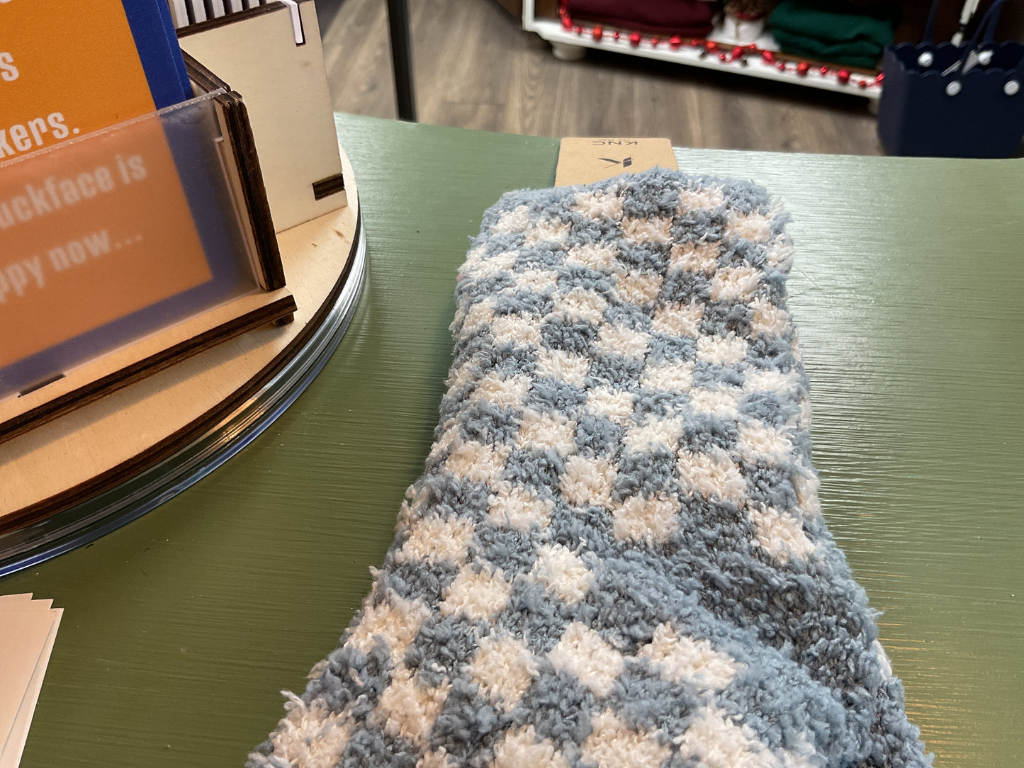 Checkered fuzzy socks all colors
