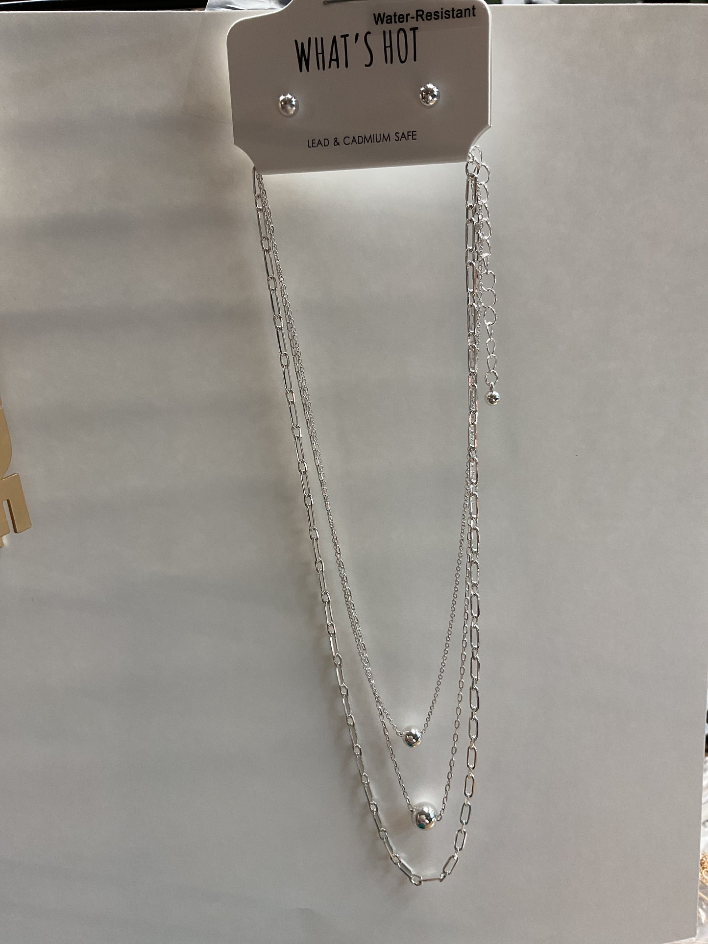 Silver triple ball necklace