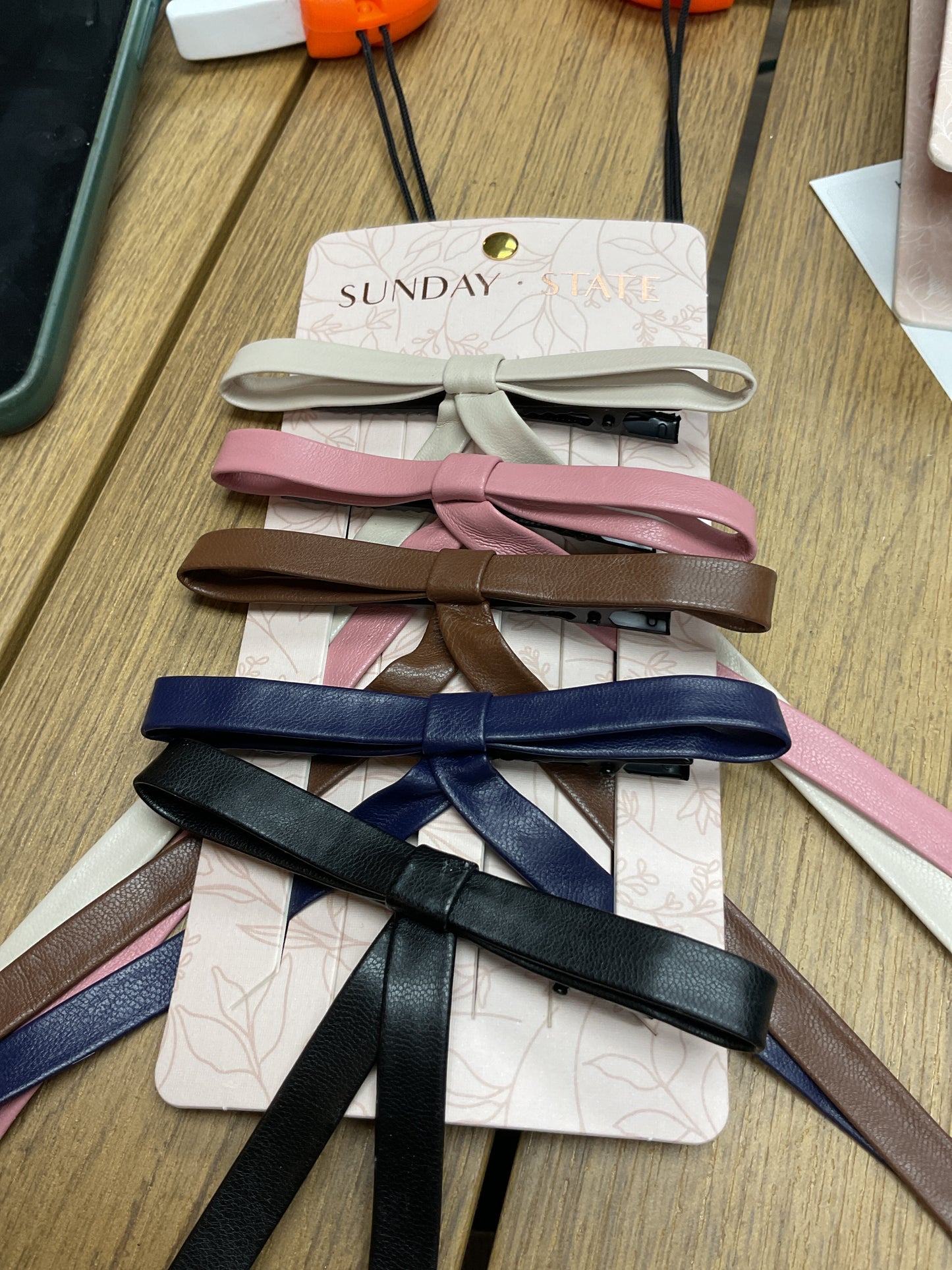 Leather hair bows 5 pack