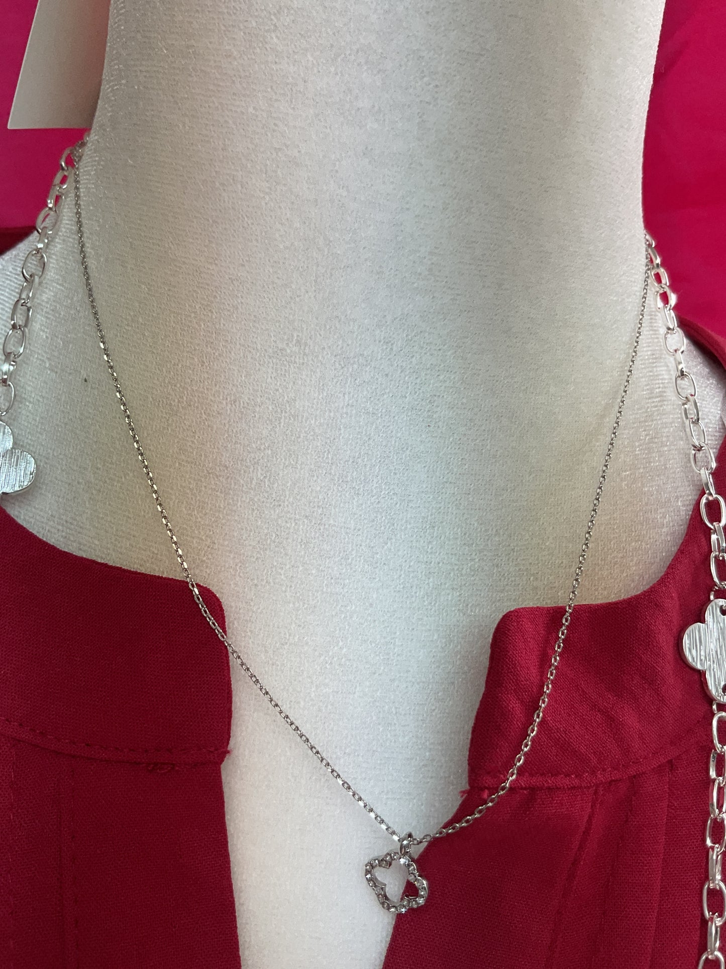 silver clover necklace short