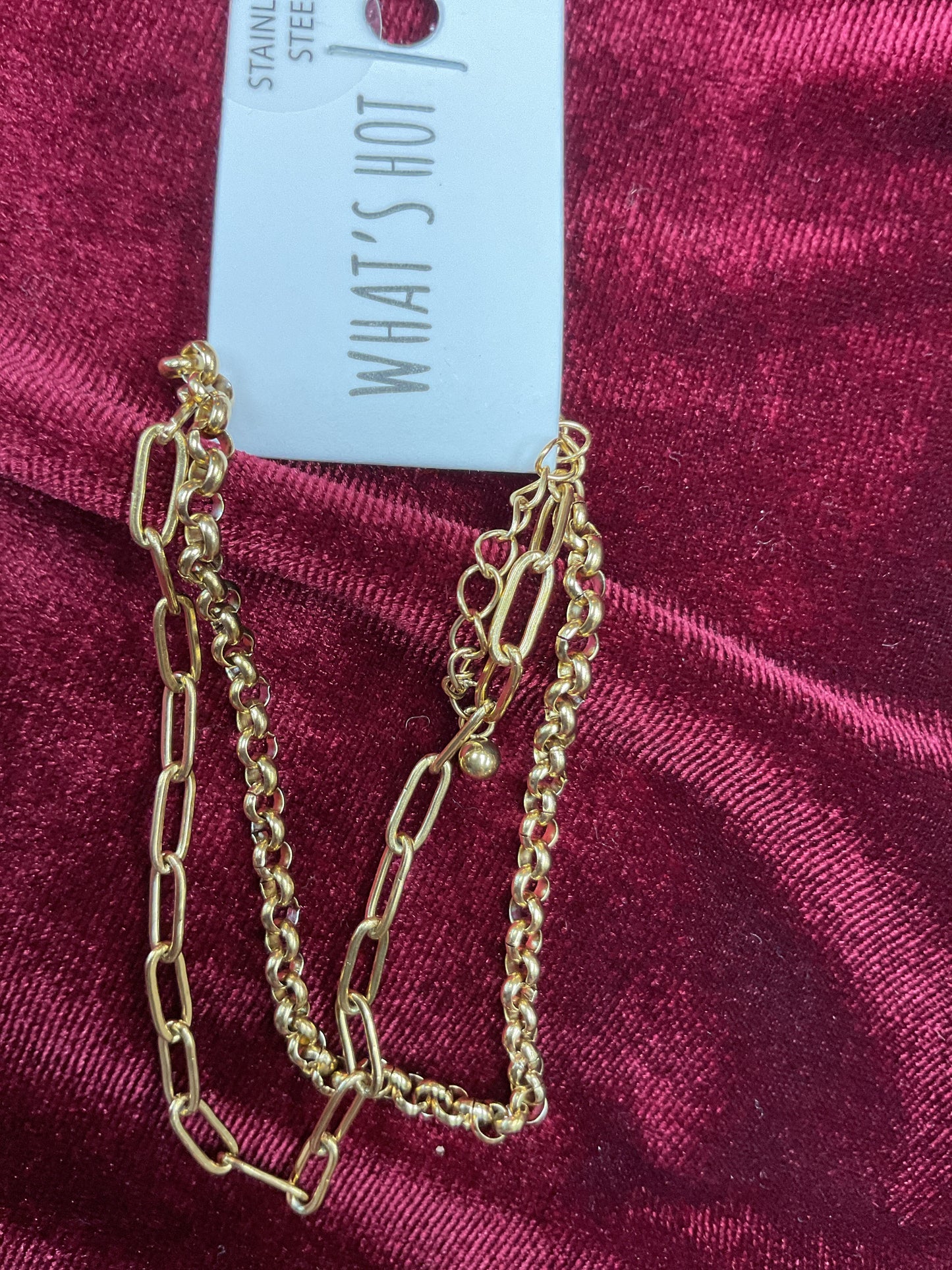 Double gold paper clip bracelet